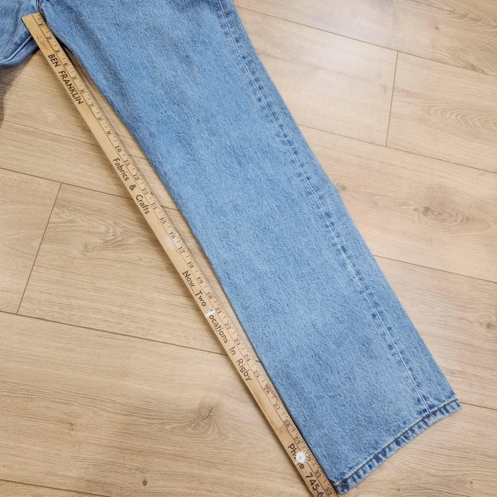 Levis 501 Jeans Mens 36x34 Light Wash Blue Button Fly Straight Denim Casual